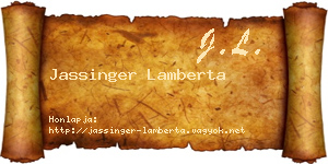 Jassinger Lamberta névjegykártya